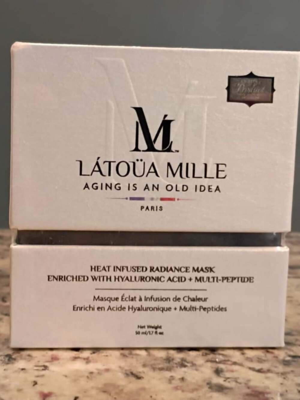 LATOUA MILL HEAT INFUSED RADIANCE MASK-HYALURONIC ACID-MULTI PEPTIDE-1.7 oz/50ml